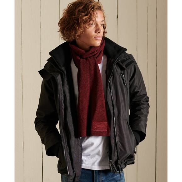 Superdry Vintage Logo Cotton Knit Scarf – Dark Red Grit – NWT - Picture 4 of 4